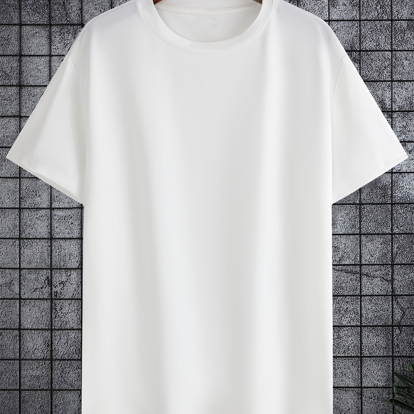 Мужская большая полиэстеровая однотонная футболка с круглым вырезом и короткими рукавами для лета