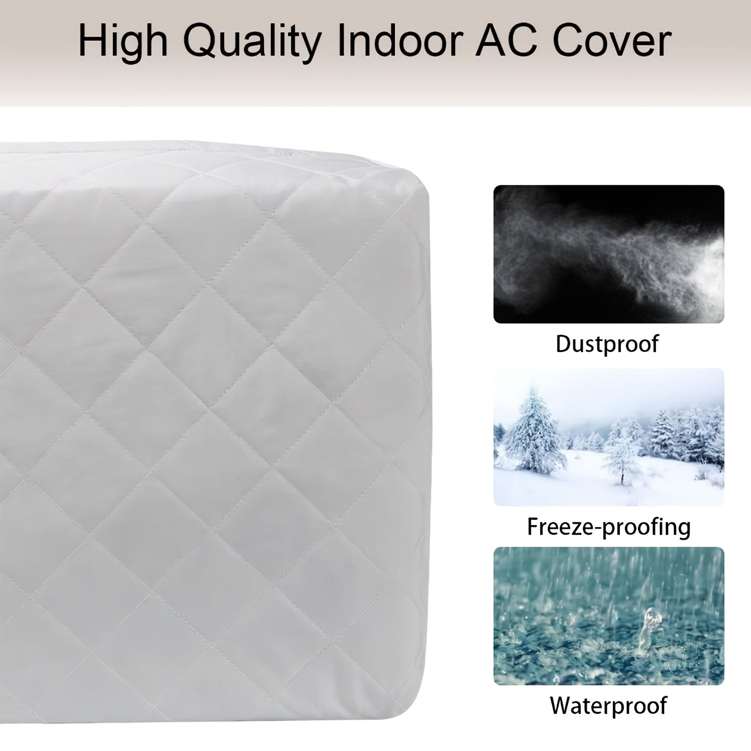Protective Cover for Window Air Conditioner Dual Layer Insulation Adjustable Strap