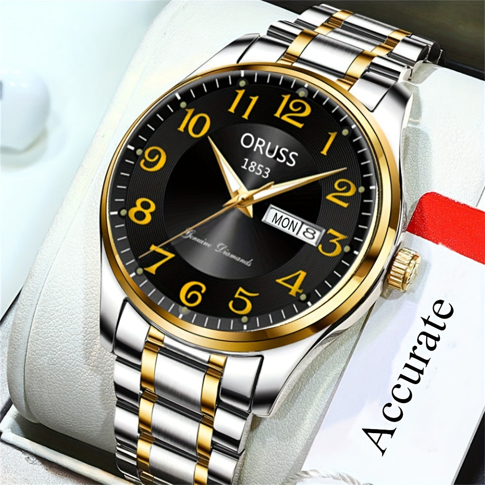 Men's Business Watch Digital Quartz Watch with Calendar and Alloy Case