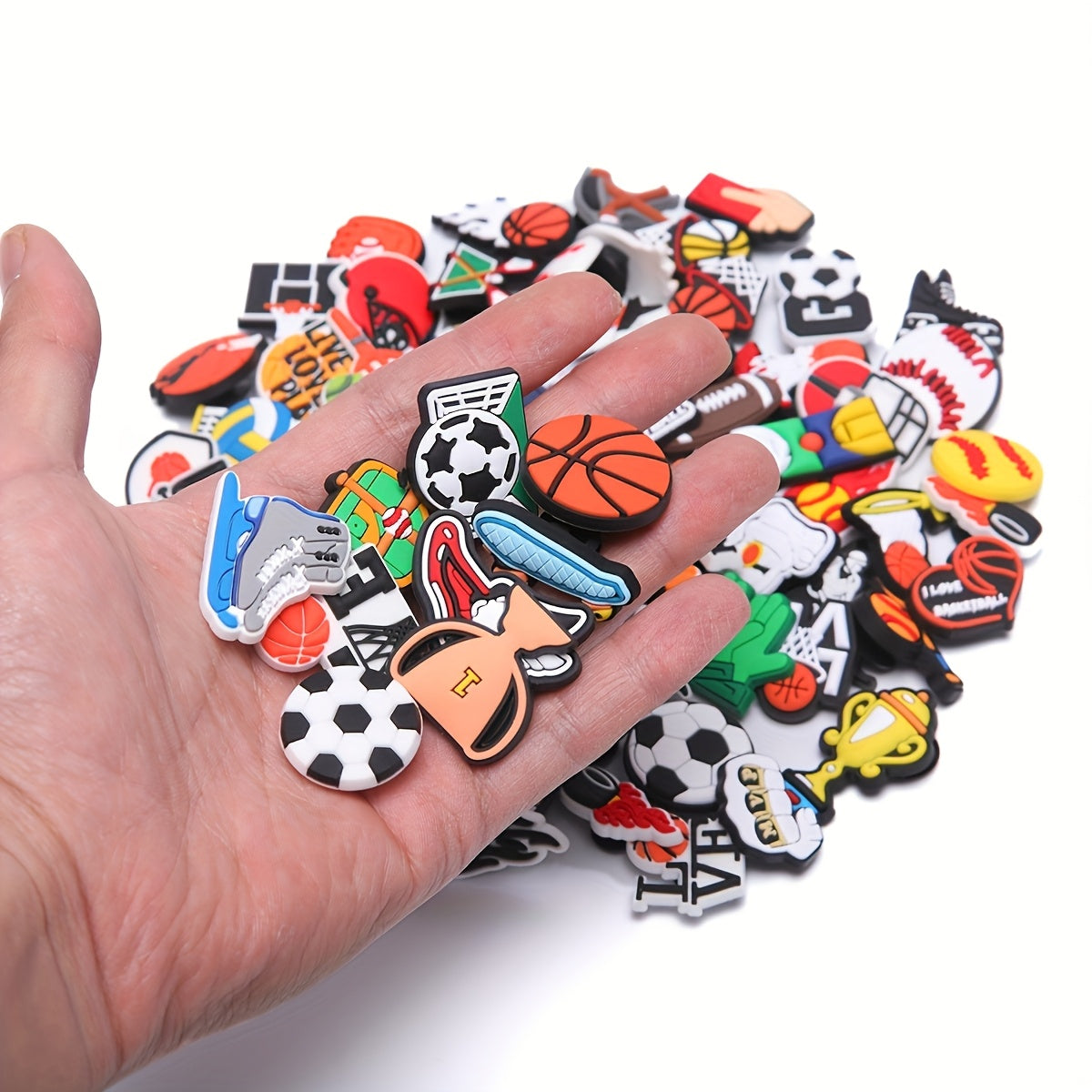 52Pcs Sports Theme DIY Decoration Elements for Shoes Bags Bracelets