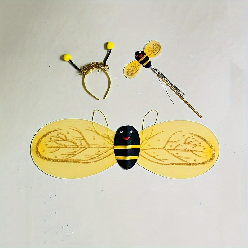 Dance Costume for Girls Tutu Skirt Bee Wings Headband and Dancewear Set