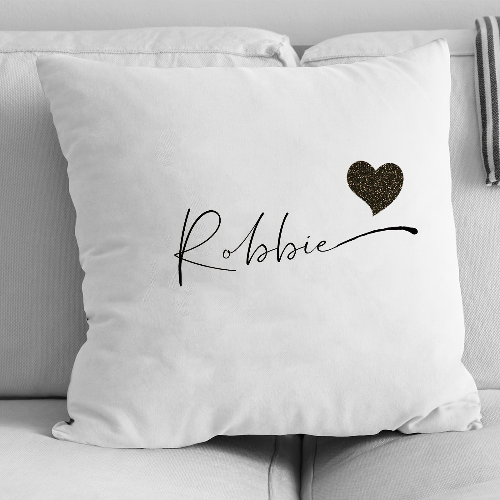 Personalized Velvet Pillowcase with Heart Pattern and Name for Nursery or Home Decor