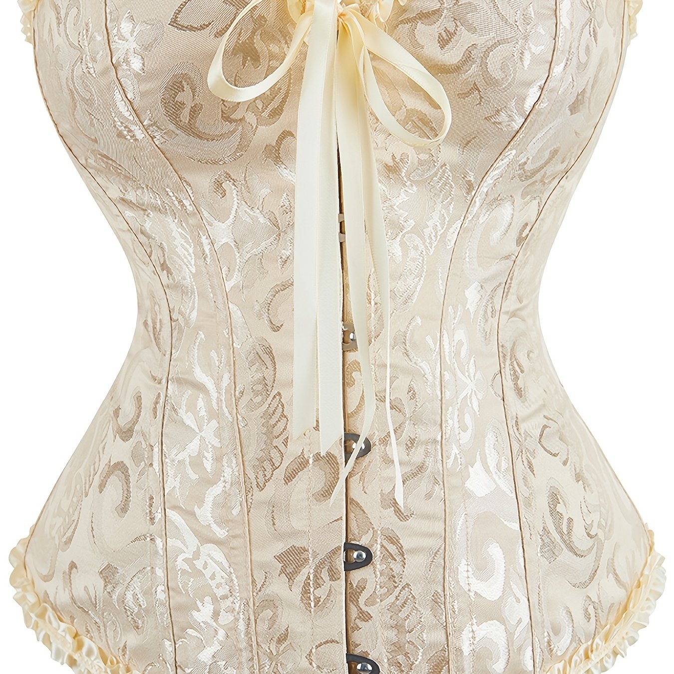 Top de corsé sin mangas para mujer con cordón, control de abdomen y detalle de volantes para bodas y eventos formales