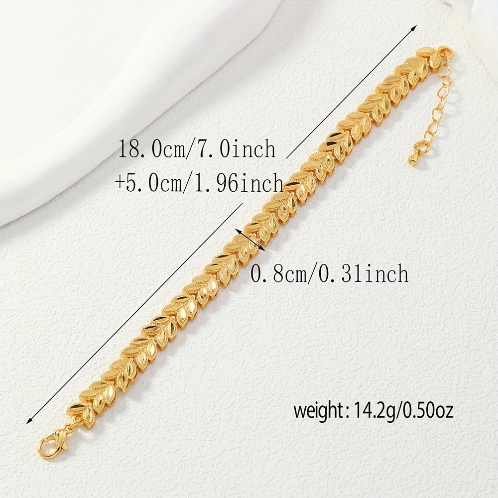 Gold Plated Tribal Design Copper Wheat Sheaf Open Cuff Bracelet for Women