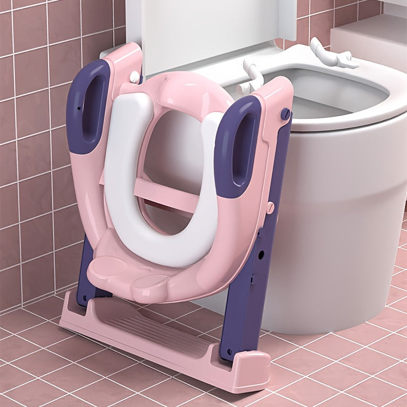 Asiento de entrenamiento para inodoro plegable para niños con diseño de rana y taburete