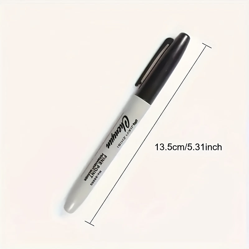 5Pcs Waterproof Fine Tip Markers Black Permanent Dry Erase Office School
