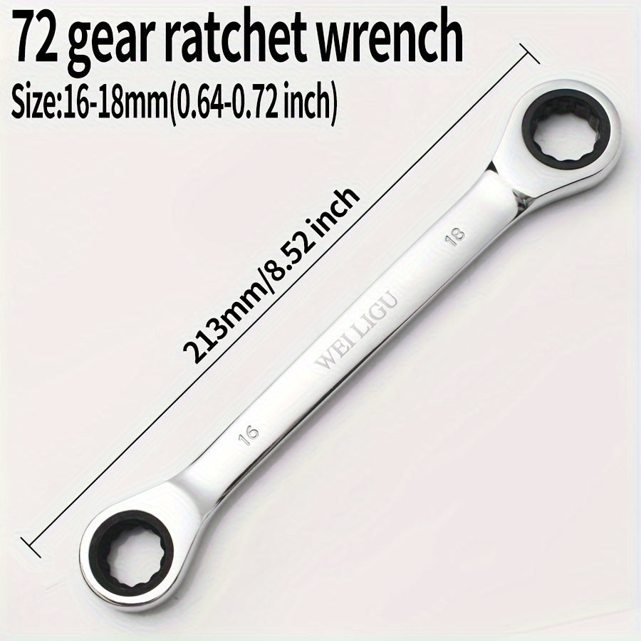 72 Tooth Ratchet Wrench Set Chrome Steel Double End 10-17mm Automotive