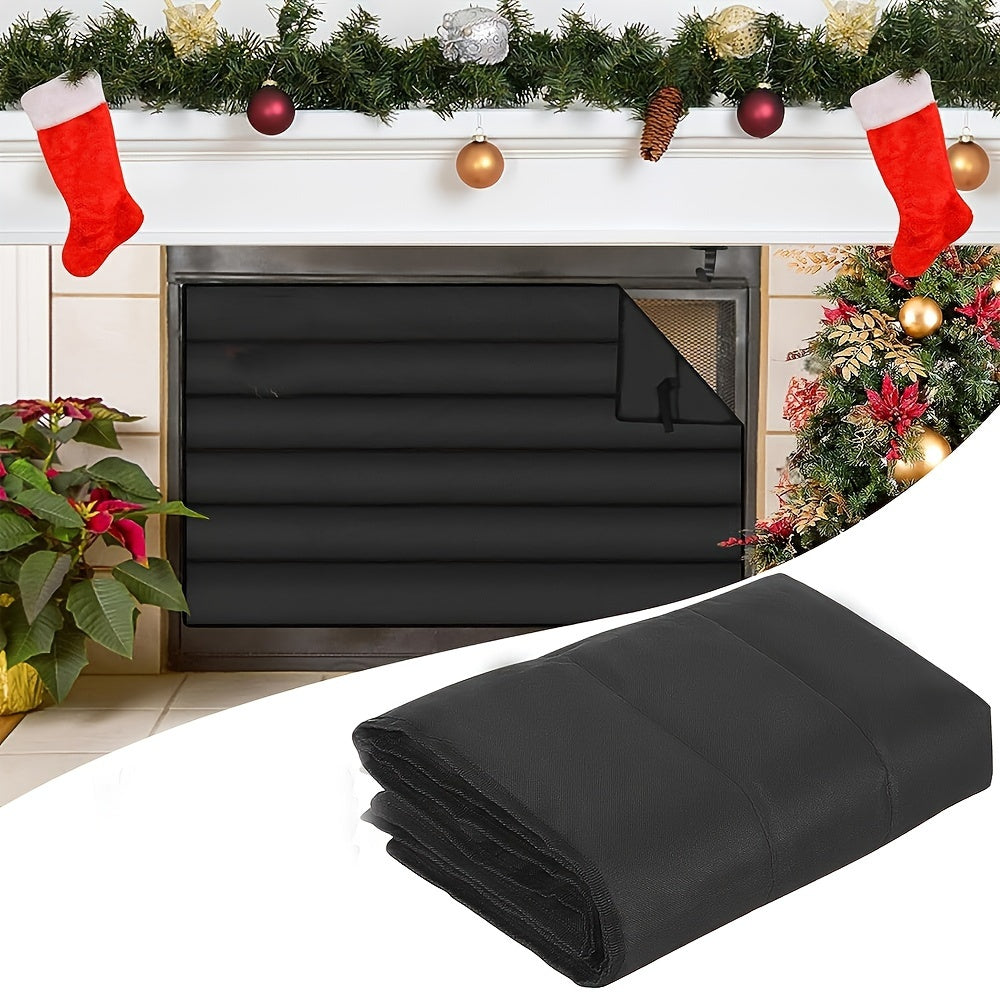 Magnetic Fireplace Blanket Black Indoor Cover Draft Stopper Insulation Odor Control
