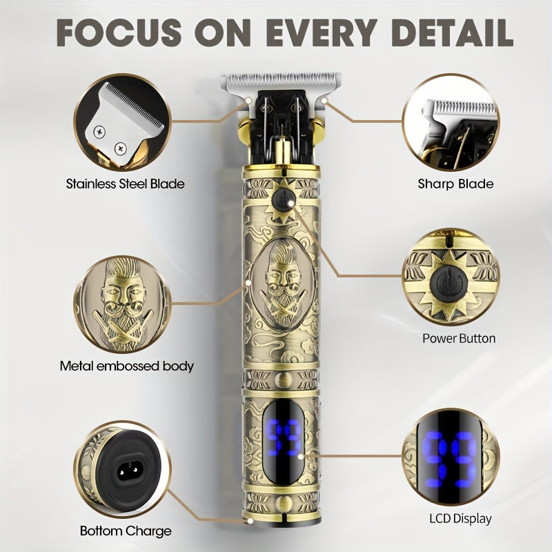 Electric grooming kit with hair clipper shaver nose trimmer 3-piece stainless steel