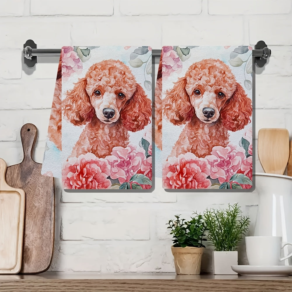 "Sevgi kuni Poodle oshxona sochiqlari to'plami 2 dona - juda singdiruvchi polyester to'qima, mashinada yuvish mumkin, zamonaviy qirg'oq uslubi, o'lchami 40.64x60.96 sm - Mahsulot raqami 2KYSYS1217618, idish sochiqlari"