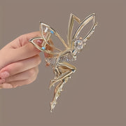Women's Hair Clips Butterfly Wings and Shark Clip with Gold and Diamond Accents