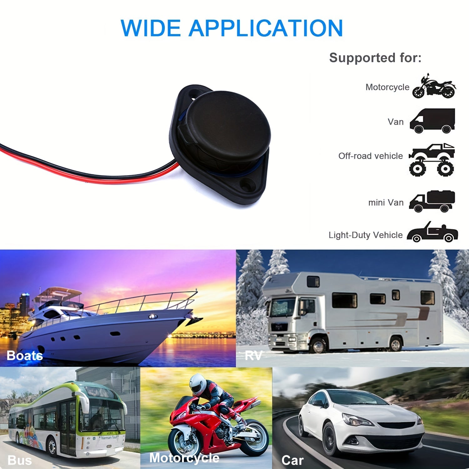 12V Двойная USB автомобильная зарядка, розетка для RV, без аккумулятора, розетки