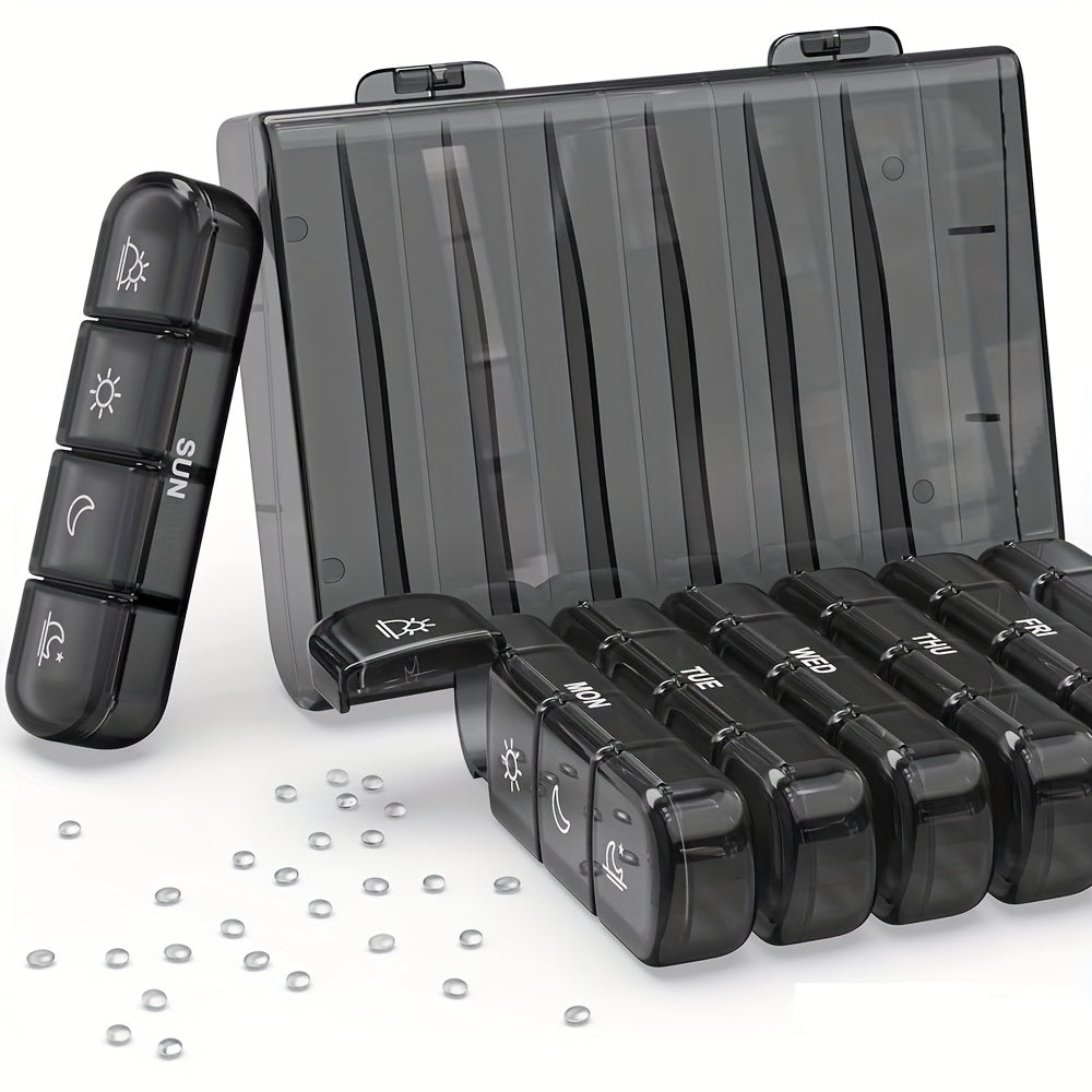 Organizador de pastillas semanal grande, estuche de viaje de 7 días para vitaminas y medicamentos