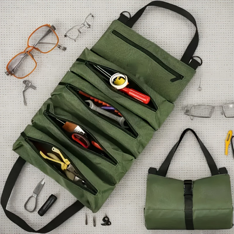 Waterproof Oxford Cloth Tool Bag for Professionals Durable Portable Foldable Green