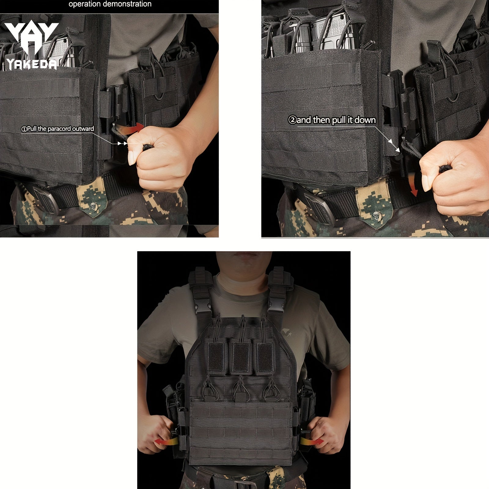 Men's Outdoor Training Vest with Quick Release Molle System Black