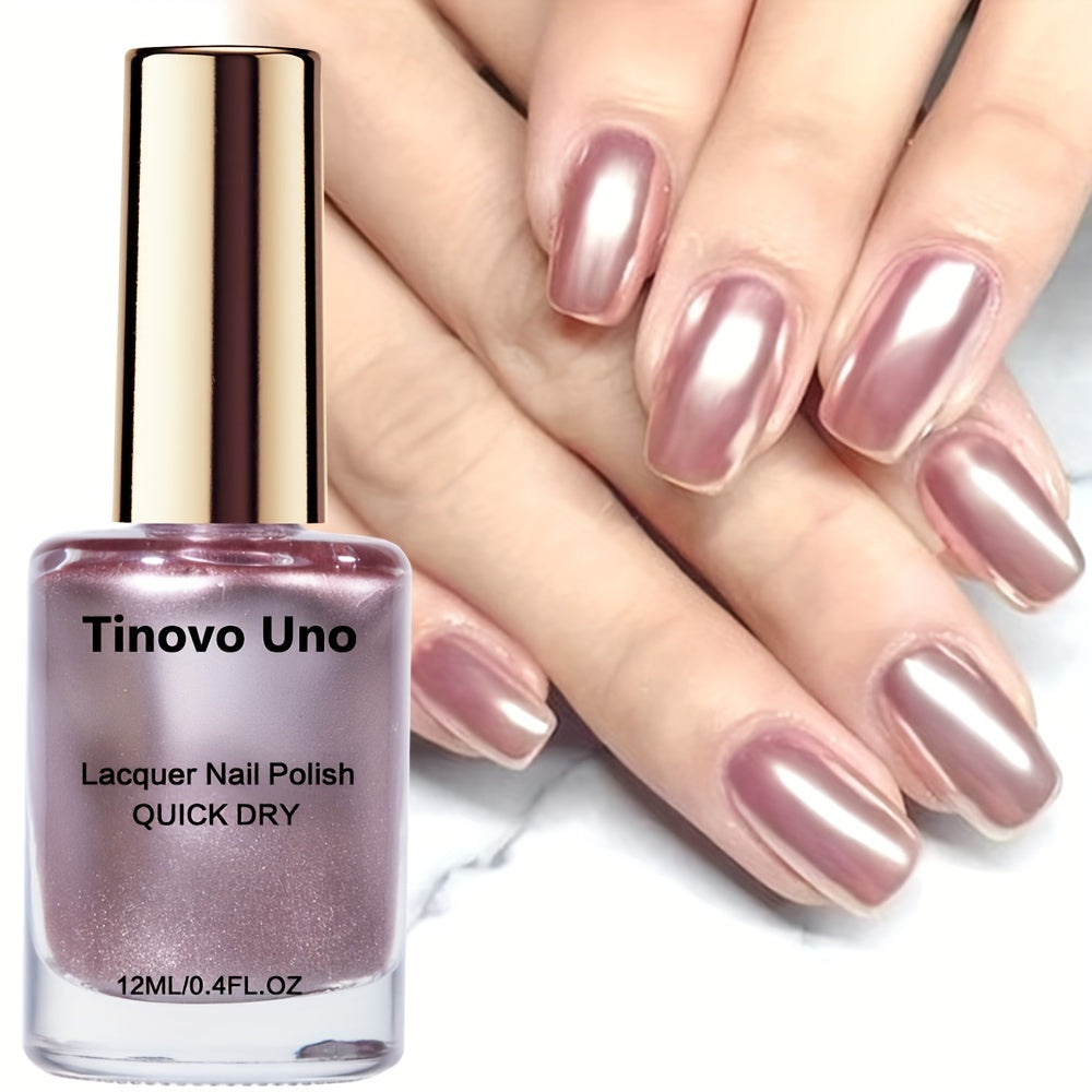 Rose Gold Metallic Nail Polish 12ml Quick Dry Chrome Finish for Adults