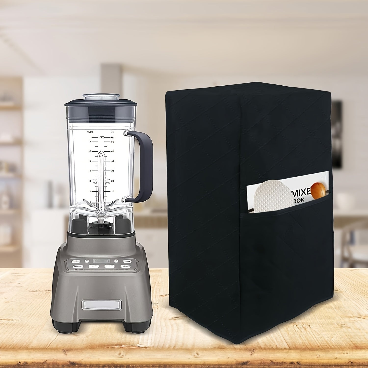 Cubierta de polvo minimalista universal para licuadora exprimidora, de poliéster impermeable, con gran bolsillo frontal