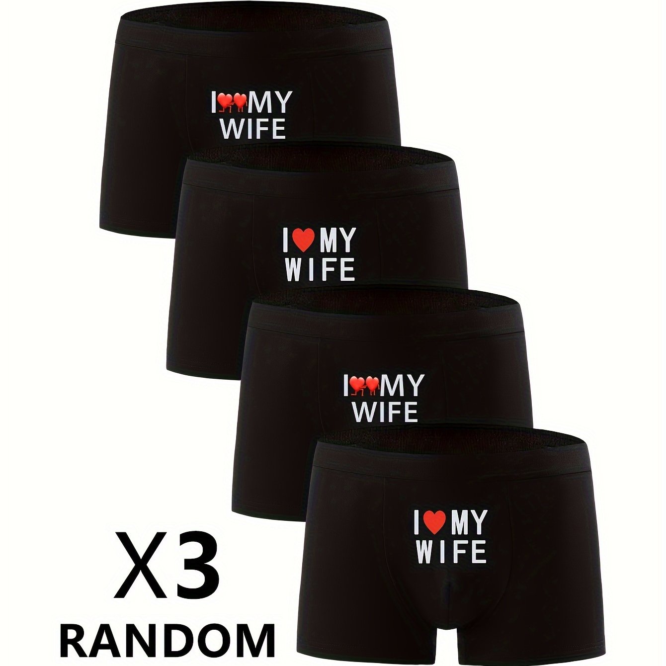 Men's Moisture-Wicking Boxer Shorts with I Love You Pattern for Casual Wear