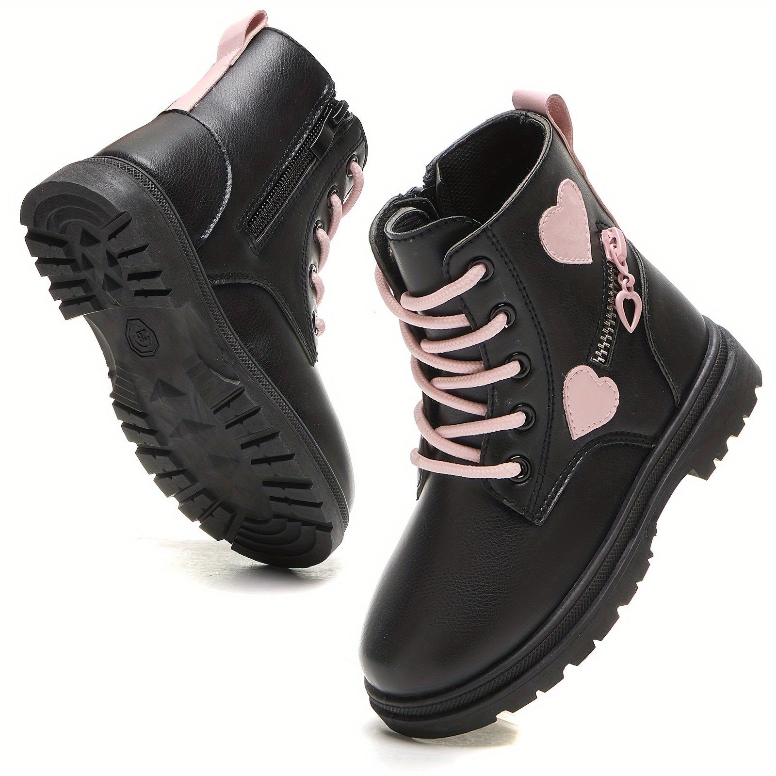 Girls Heart Pattern Casual Boots Lightweight Non-slip Fall Winter
