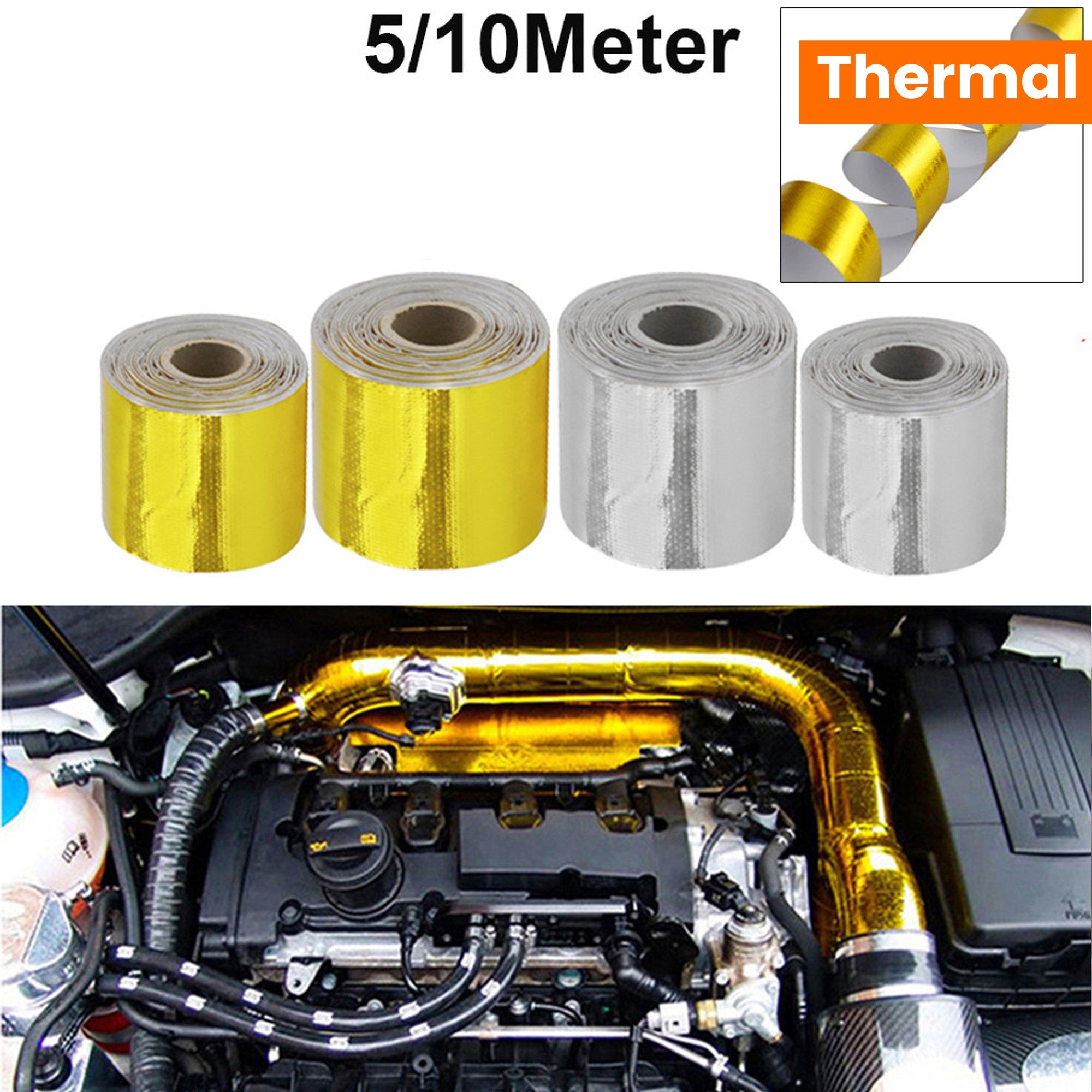 2 Inch Thermal Exhaust Wrap Heat Shield Reflective Heat Barrier Self Adhesive