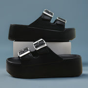 Women's Retro Faux Leather Loafers with Chunky Heels and Soft Sole