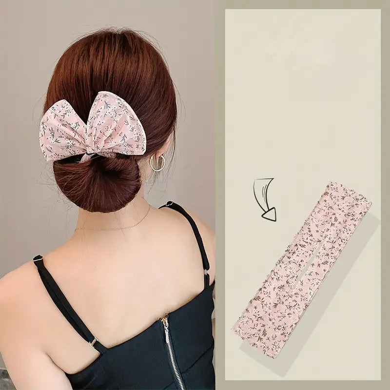 Bohemian Hair Bun Maker Headband with French Curling Iron Polyester Fiber Hair Accessory