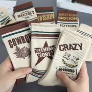 Men's Crew Socks 8 Pairs Retro Style Breathable Comfortable All Seasons