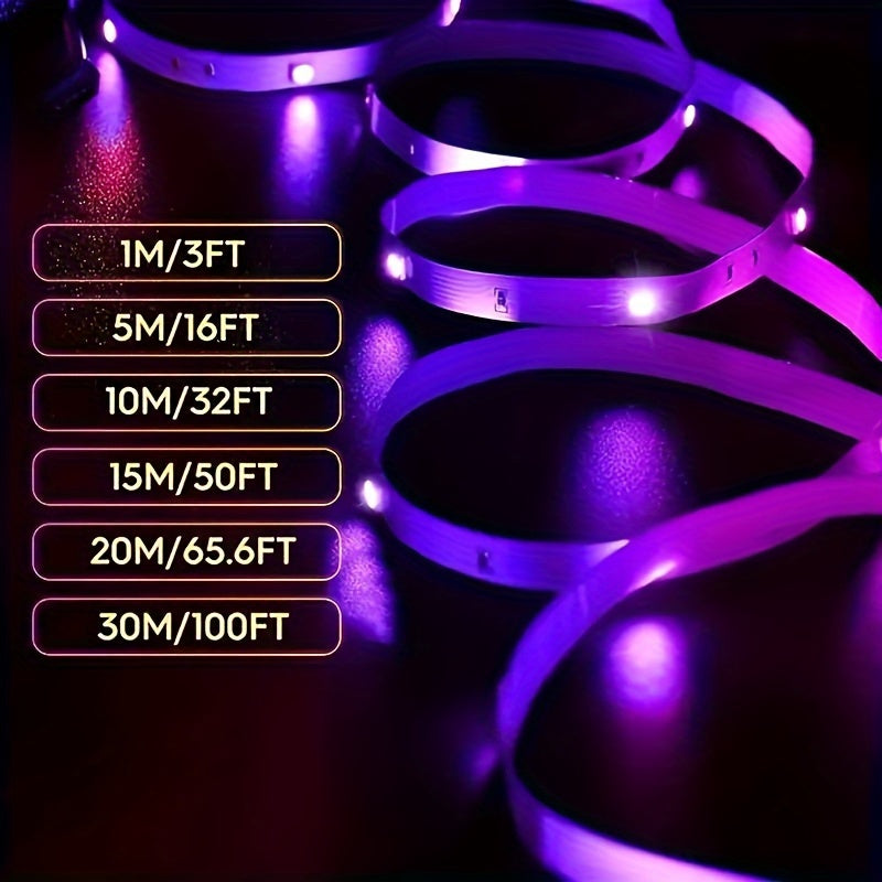 USB Powered RGB LED Strip Lights with Music Sync App Control and Custom Modes