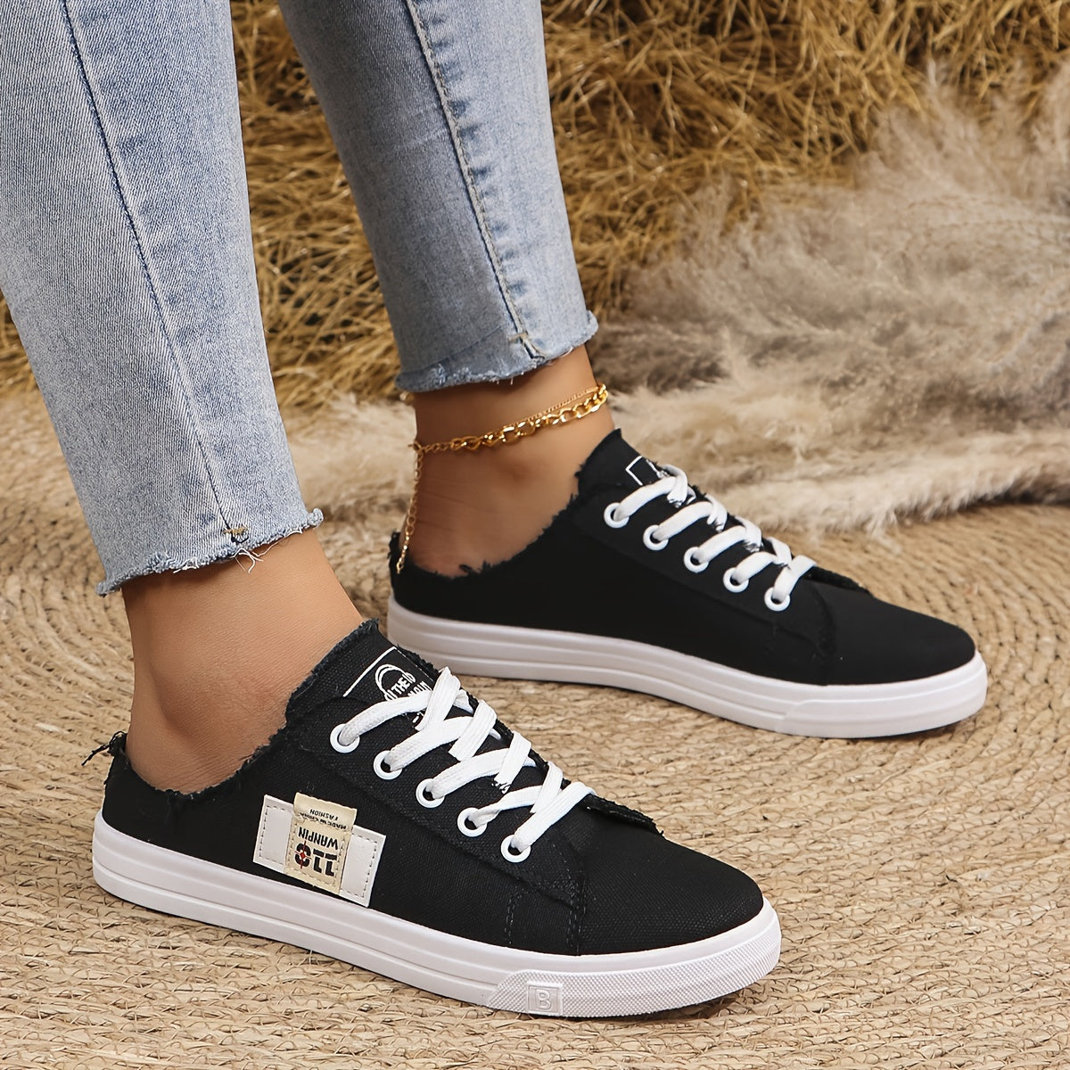 Women's Slip-On Skate Shoes with Breathable Fabric and Non-Slip Sole