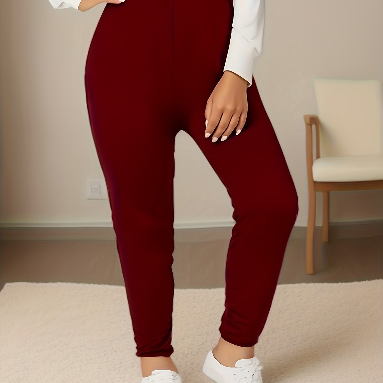Plus Size Women's Skinny Leggings High Waist Stretchy Casual Spring Summer