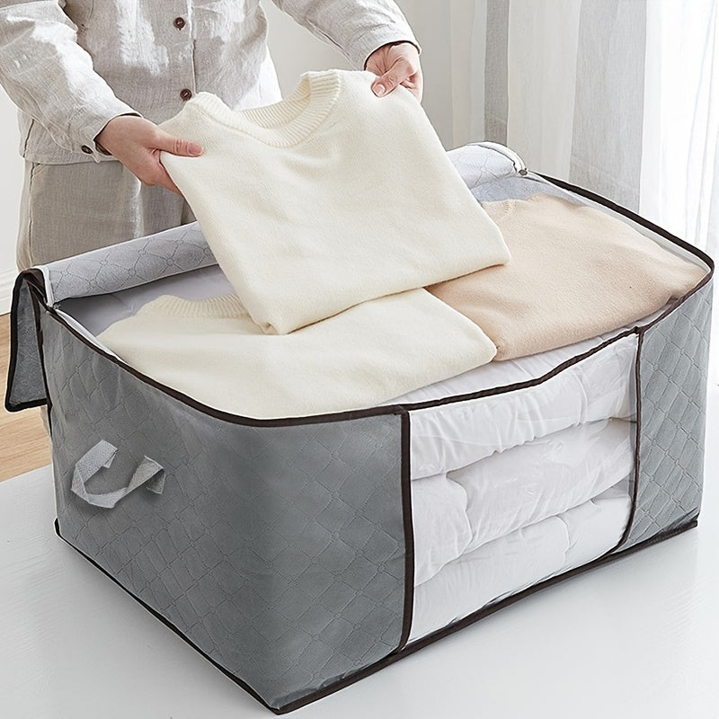 Canvas Storage Box with Clear Window for Clothes Blankets and Pillows