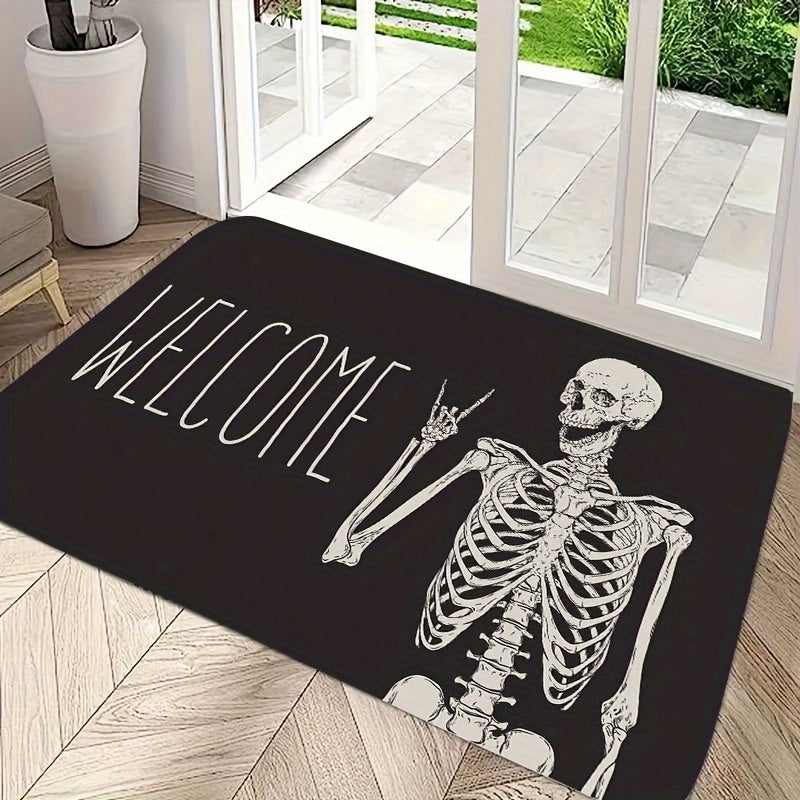 Hallowe'en Skulldoormat ichki va tashqi foydalanish uchun, sirpanmaydigan, dog'ga chidamli, past to'plamli