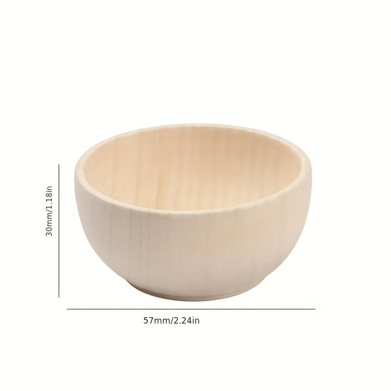Set of 5 Natural Wooden Bowls 30x57mm for Crafts Home Decor and Kids Toys