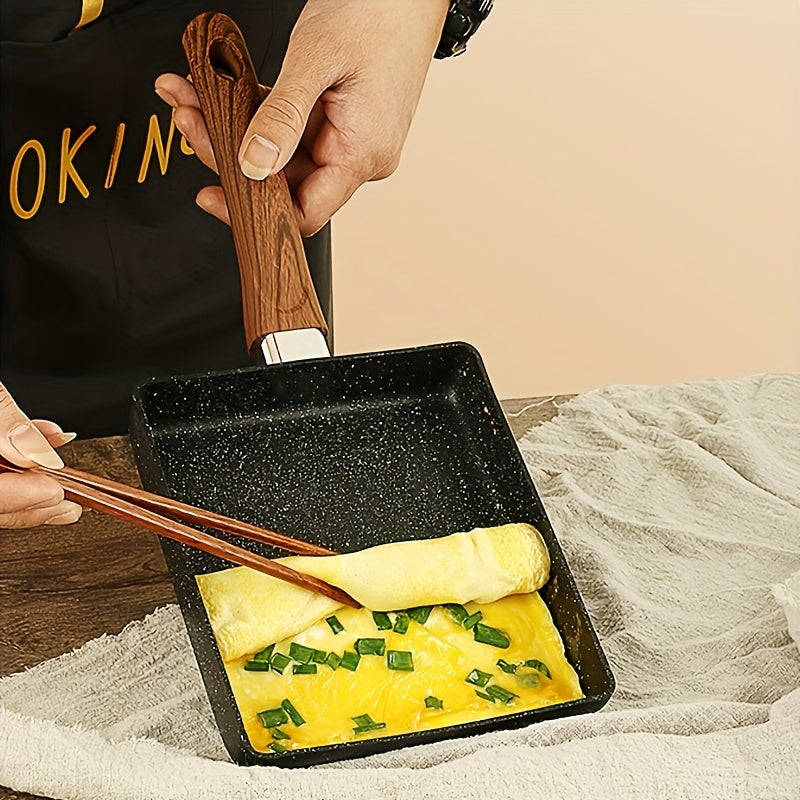 Japanese Tamagoyaki Pan Non-Stick Alloy Egg Cooker with Wooden Handle