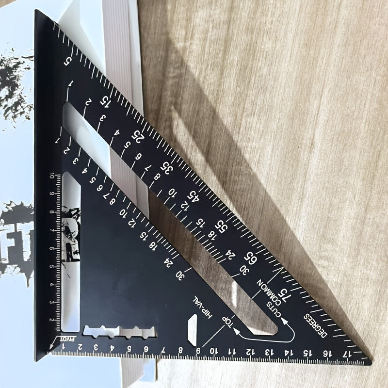 Черный алюминиевый транспортир с углами 90° и 45°, водонепроницаемый, устойчивый к царапинам для деревообработки, промышленности, науки