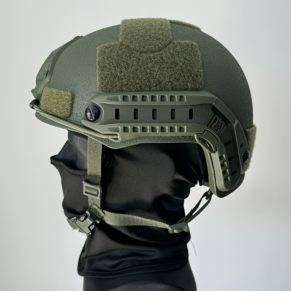 Fiberglass Tactical Helmet with Accessory Rails Adjustable Straps for Training and Adventure Gear