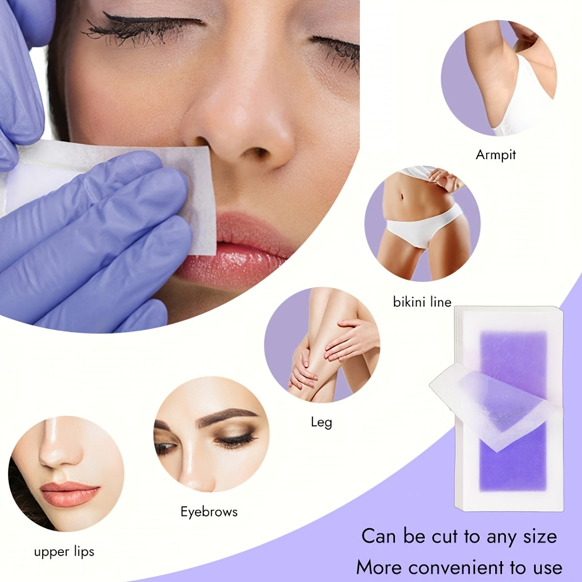 20-Pack Lavender Wax Strips for All Skin Types, All-Purpose Hair Removal