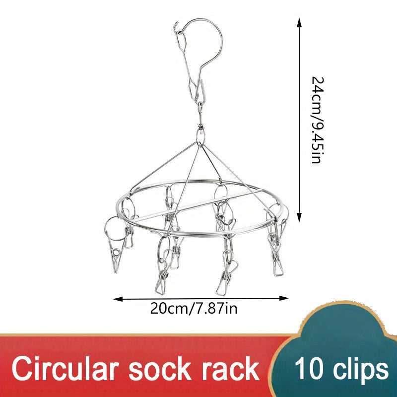 Large Capacity Metal Socks Hanger with Rotating Hook Durable Clothes Drying Rack for Bathroom Bedroom Closet