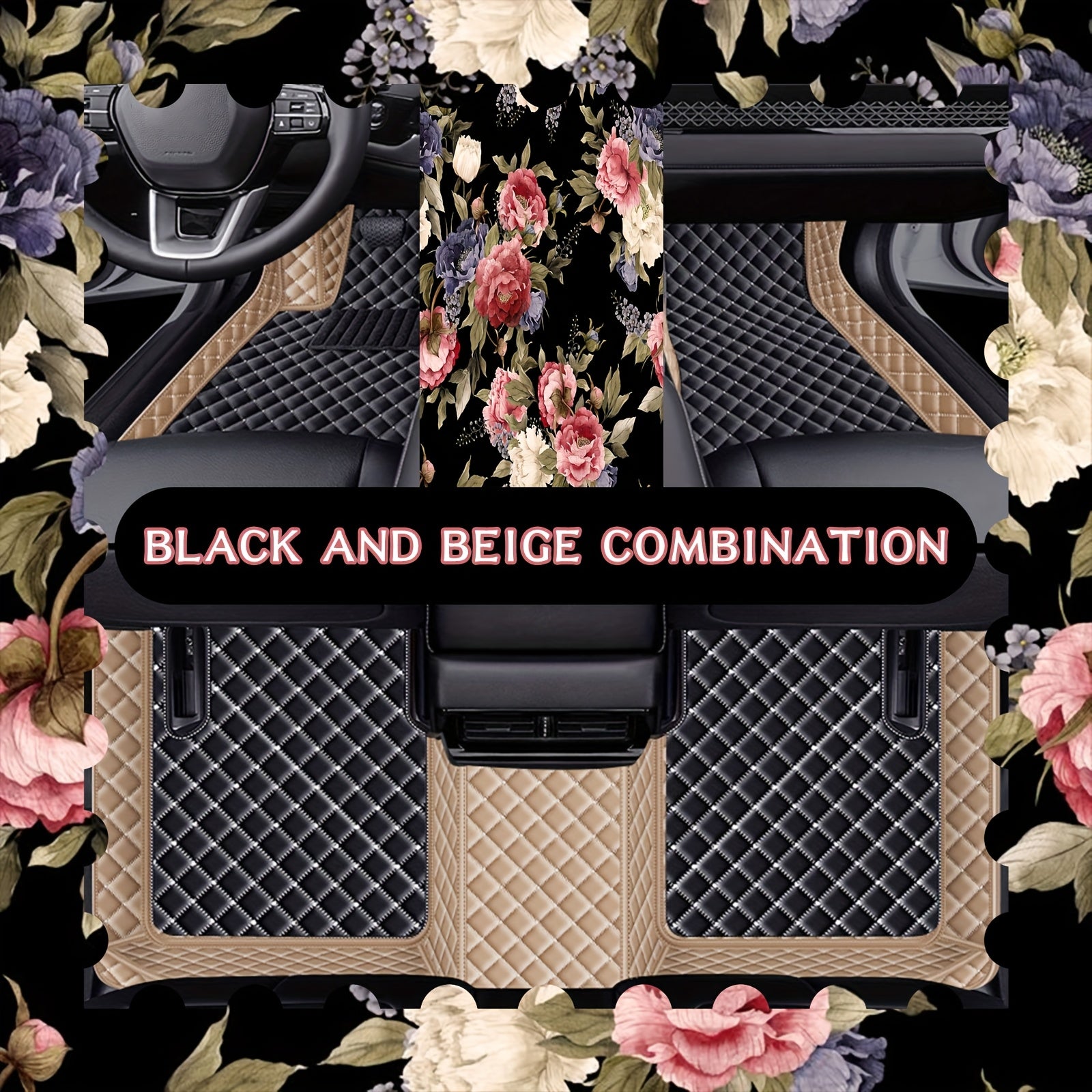 Car Floor Mat Faux Leather Full Coverage All-Weather Durable Easy to Clean