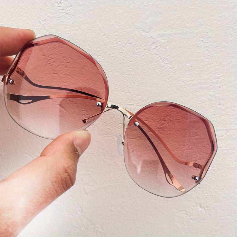 Gradient Sun Shades for Women Ombre Rimless Fashion for Summer Beach Vacation