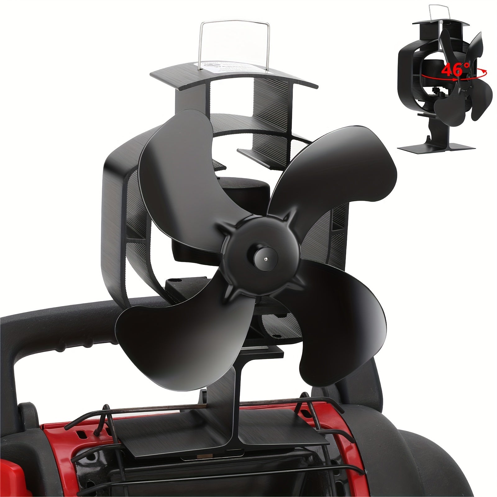 Wood Burning Stove Fan 4-Blade Heat Powered Silent Motor for Gas Pellet Log Stoves