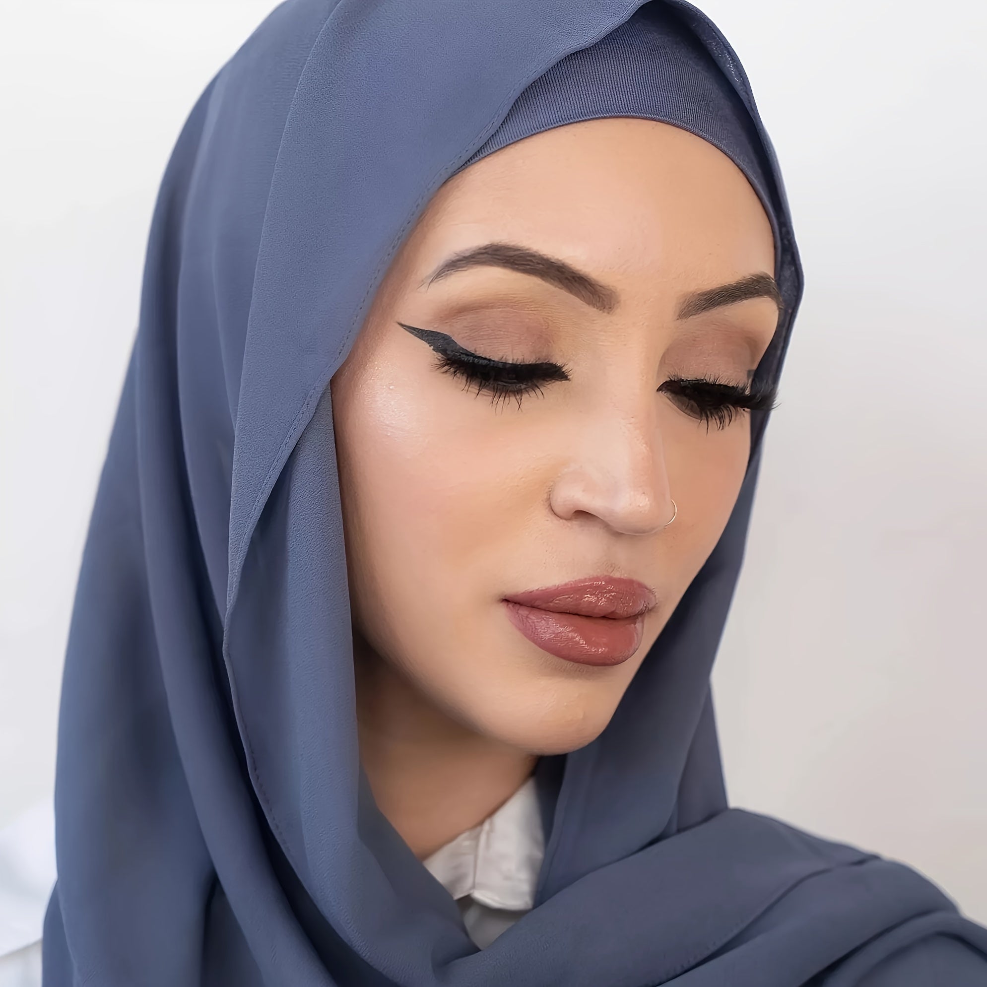 Solid Color Chiffon Hijab Lightweight Stylish Scarf for Women Eid Celebration