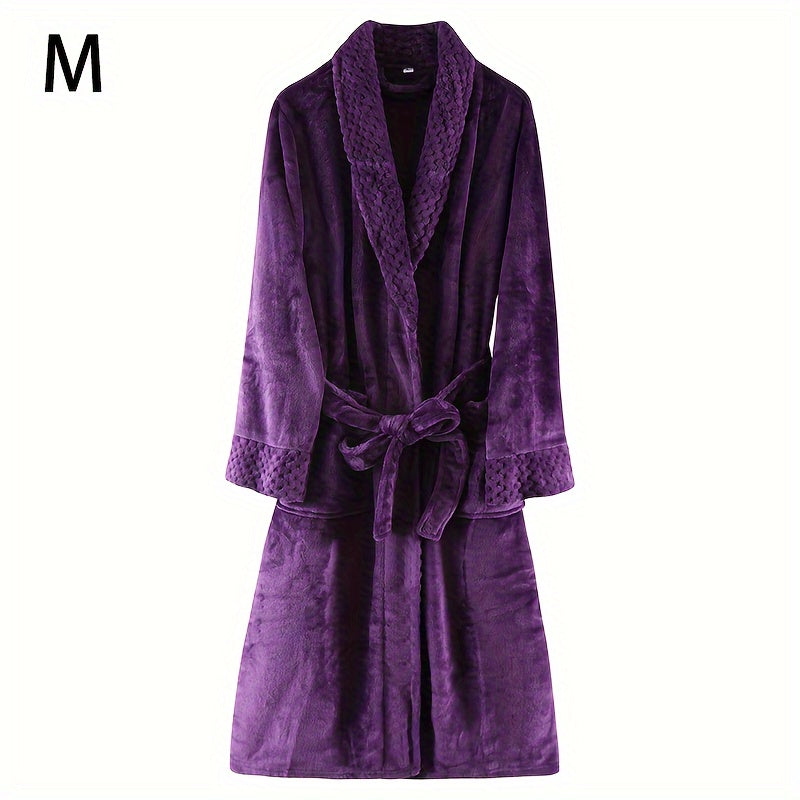 Unisex Flannel Bathrobe for Autumn Winter Cozy Nightwear Home