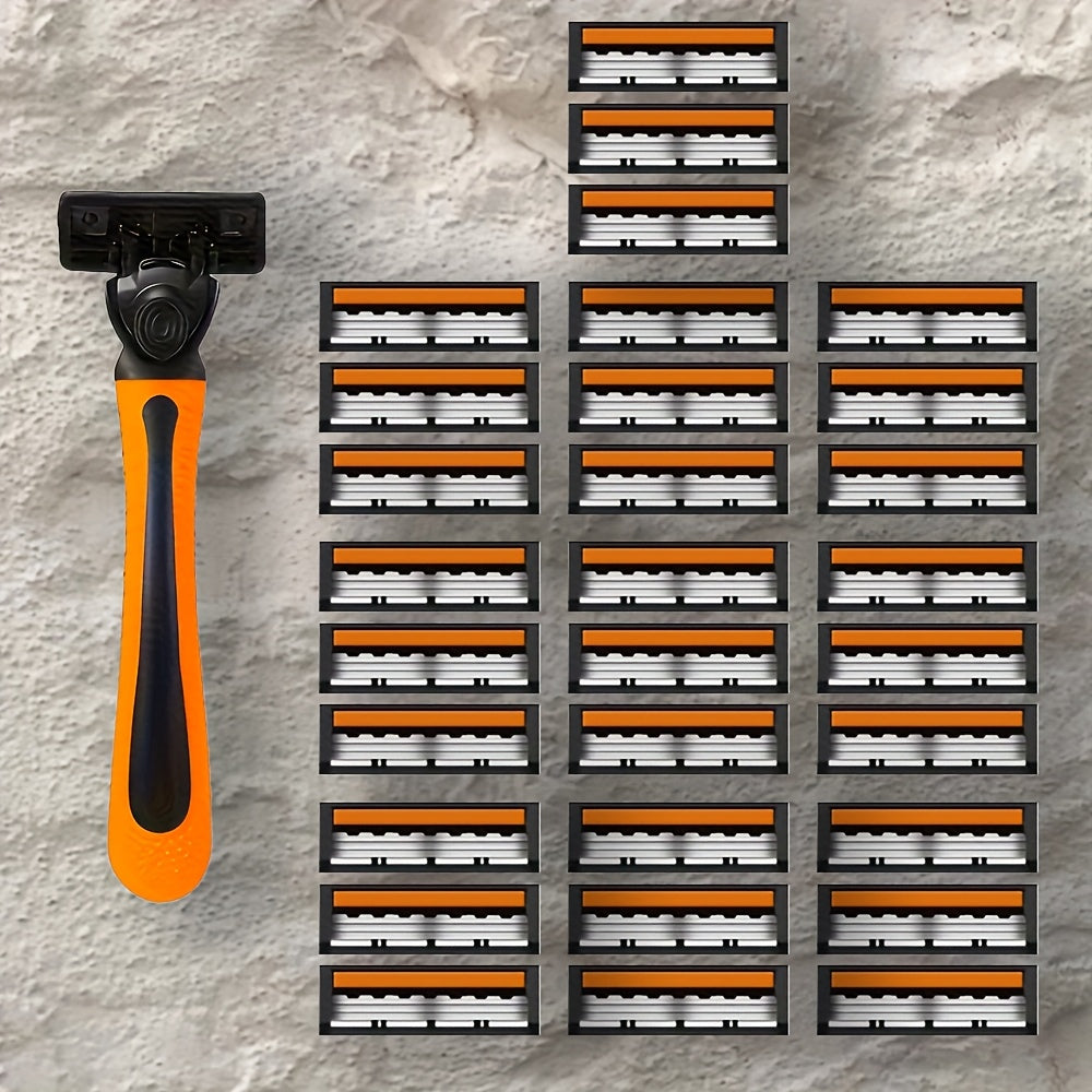 Vibrant Orange Manual Safety Razor for Men and Women with Stainless Steel Blades