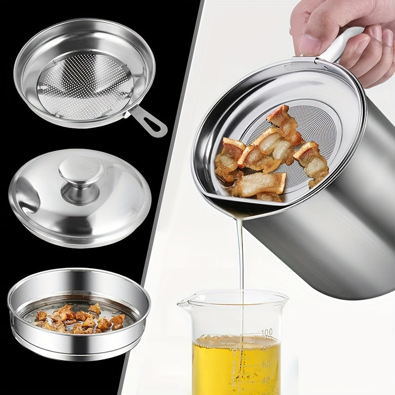 Tanque de almacenamiento de aceite de acero inoxidable con filtro para residuos de cocina y almacenamiento de aceite