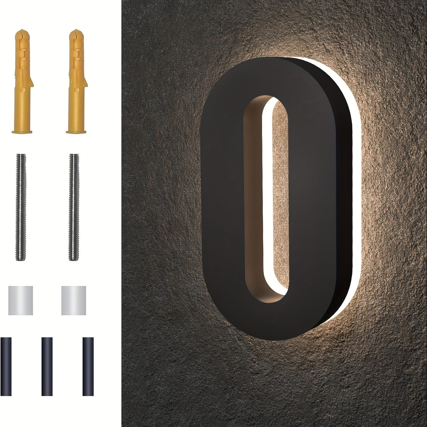 6-Inch Stainless Steel LED House Number Sign Wall Mount Modern Minimalist Address Plate