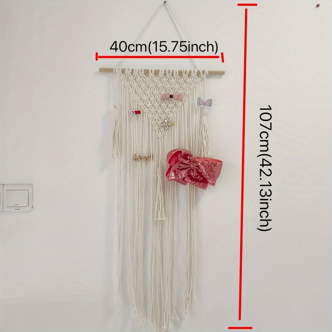 Bohemiyan devoriy soch uchun aksessuarlar tashkilotchisi paxta saqlash uchun kliplar va sumkalar