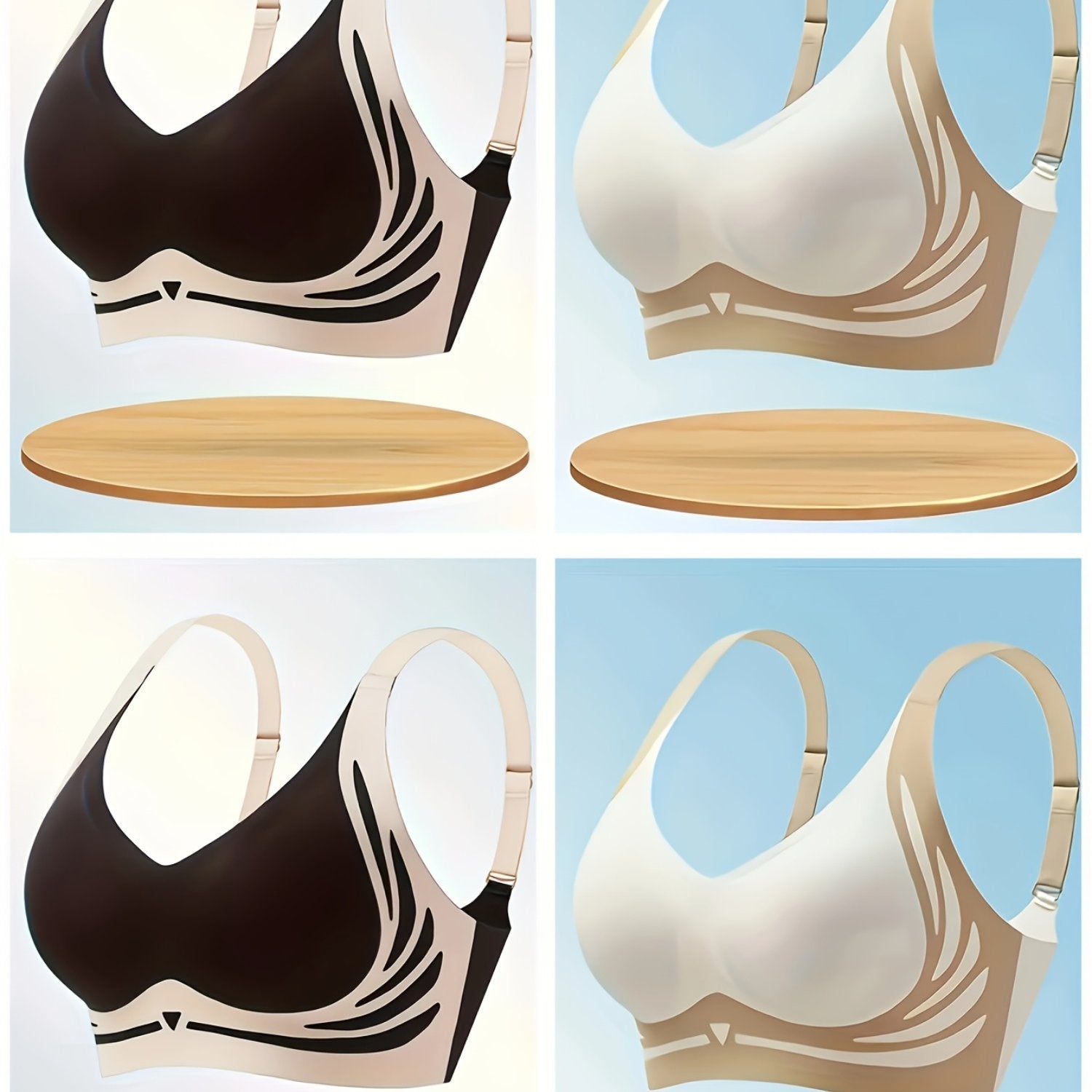 Women's Seamless Color-Blocking Sports Push-Up Bras Set of 4