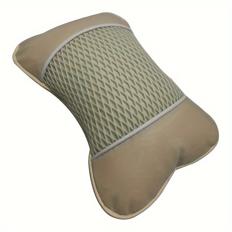 Universal Car Pillow Neck Support Cushion Black PU Leather Knitted Headrest