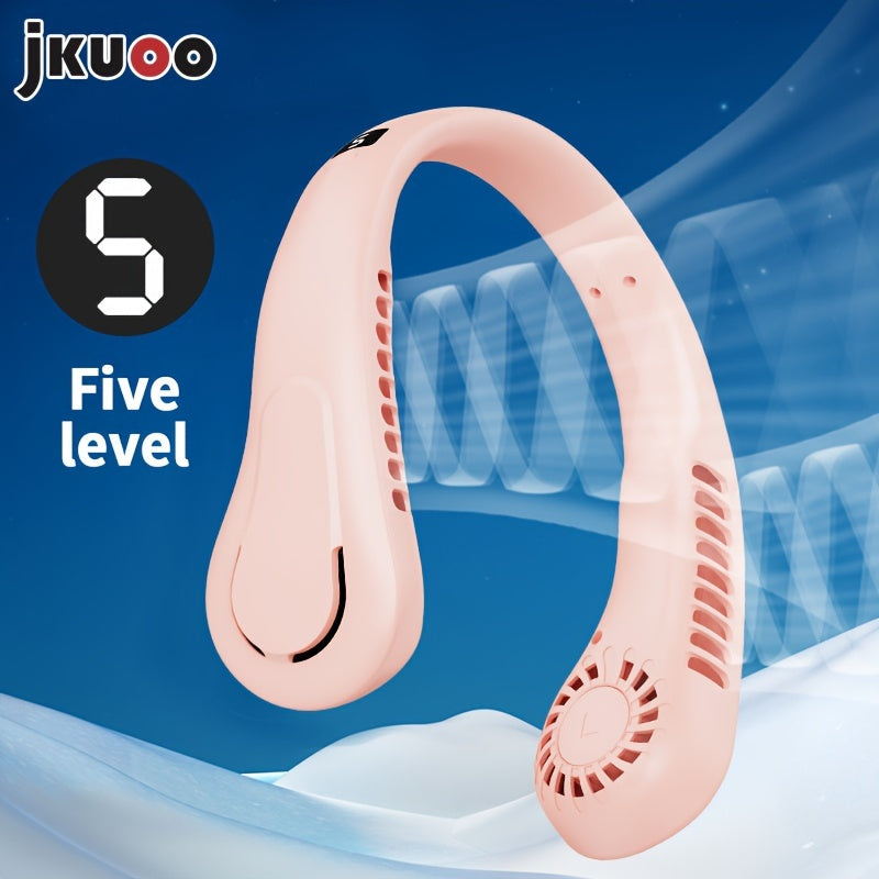 Portable Neck Fan USB Rechargeable 5 Speeds High-Velocity Cooling Silent Operation Travel Camping Gift
